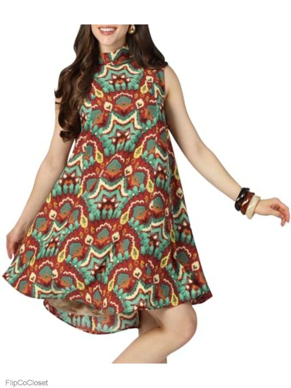 Short Sleeveless Halter-Neck Flowy Summer Mini Dress